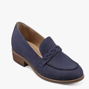 Earth Navy Suede Leather Loafer Edie Slip On Round Toe Dark Blue 8.5 M NEW